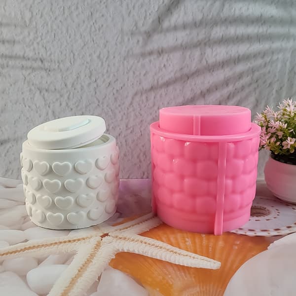 Cylinder Lys Kop Silikoneforme Epoxy Resin Form Lysbeholder med Låg Form