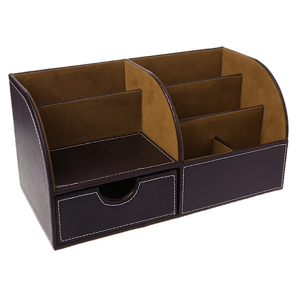 7 förvaringsfack Multifunktionell läder Office Desktop Organizer Business