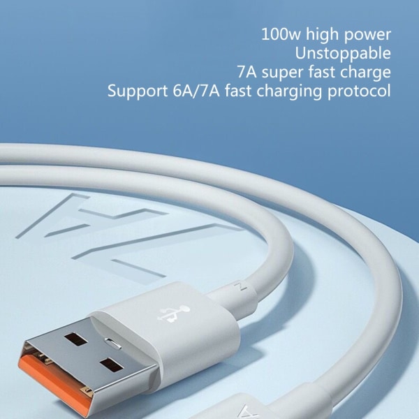 USB C-kabel 7A/100W snabbladdningssladd USB till TypeC-telefonladdarsladd Lägre motstånd för snabbladdningsenheter för surfplattor 1m