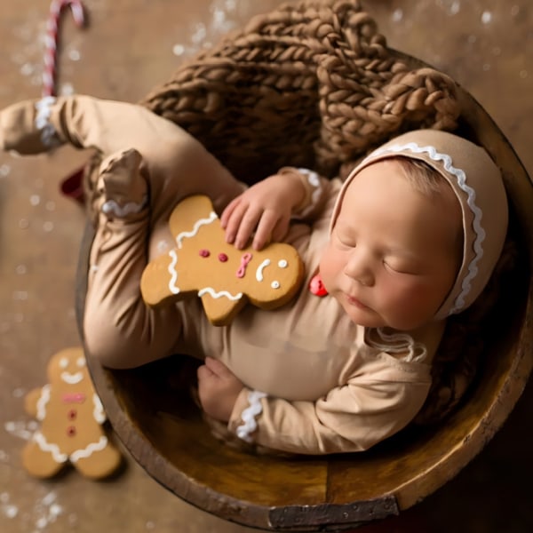 Nyfödd set med jultema Baby Jumpsuit med hatt Andas spädbarnsdräkter Overall Rekvisita Tillbehör
