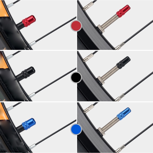 Cykeldäck för cover, 5 delar, Schrader Presta MTB Aluminiumlegering Cykeltillbehör, MTB landsvägscykel för ventil Black - Presta Valve Cap