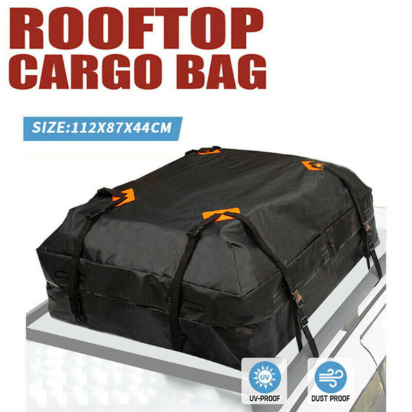 Svart Heavy Duty RoofBag Vattentät Cargo Cargo Roof Bag 420D Oxford Cloth Rooftop Cargo för Carrier