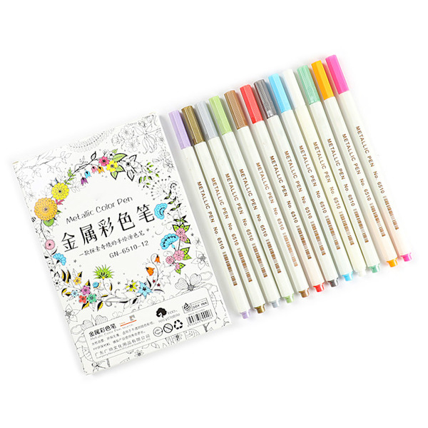 10/12/15/20/30 Färger Metallic Micron Pen Detaljerad Metal Paint Maker DIY Album