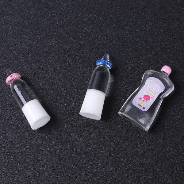 1:12 til dukkehus miniature babyshampoo sutteflaske hagesmæk børnerolle til leg
