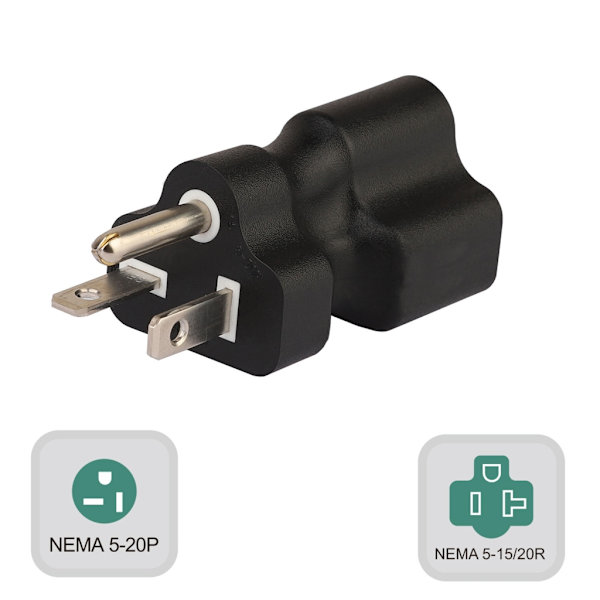 Nema 5-20P hane till Nema 5-15/20R hona adapter Vattenkokare Plug 3-stifts kontakt gränssnitt Power konverterare