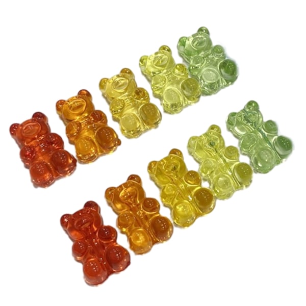 10-pack tecknad björn lösa pärlor Akrylbjörnpärlor Söta björnhängen Gör-det-själv-smyckentillbehör Gör-det-själv smycken Mixed color - A
