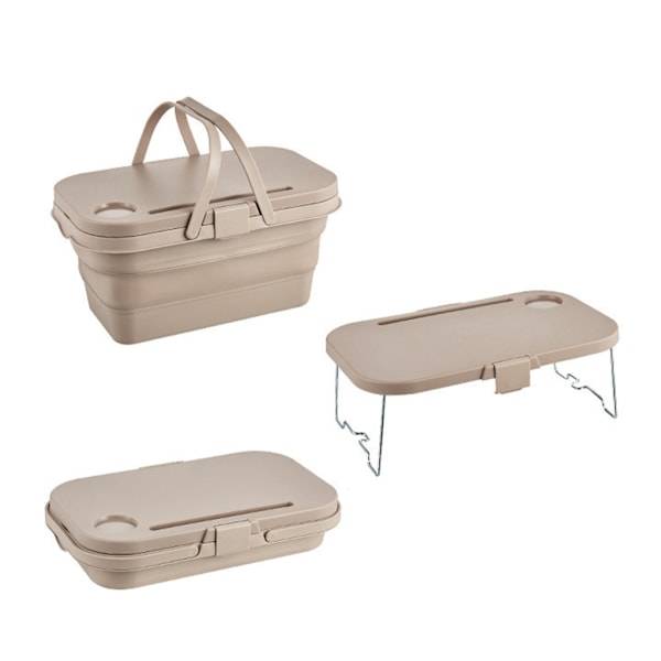 Hållbar Vattentät Picknickkorg Fällbar Bordsartiklar Hållare Camping Utrustning Förvaring Coffee color