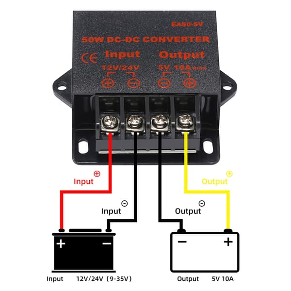 IP68 Vanntett 12V 24V til 5V 10A Strømmodul for bruk i tøffe miljøer
