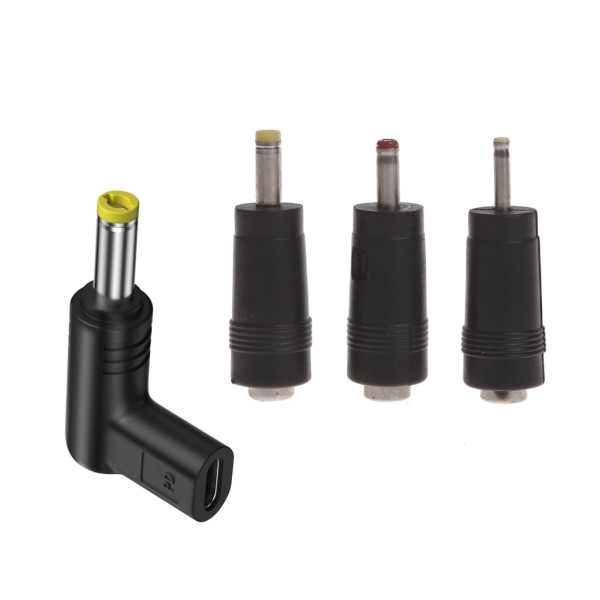 Type C til DC strømadapter USB-C Plugg til DC 5,5x2,5 mm hannladdeadapter for ruter bærbar høyttaler med 3 adaptere