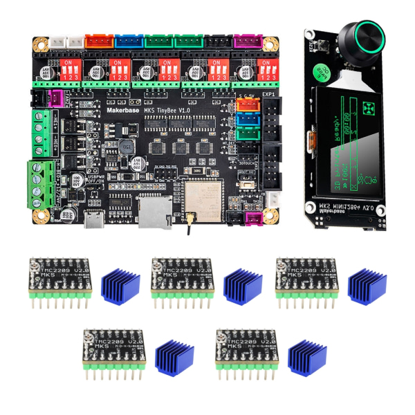 MKS TinyBee Moderkort Styrkort för 3D-skrivare ESP32 Fit Mini12864 3D-Touch Wifi Control Kompatibel A4988 TMC2209