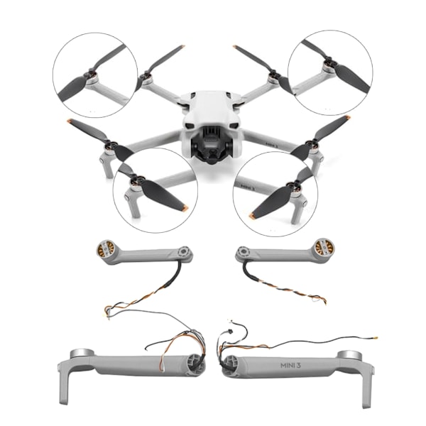 Reservedele til Mini 3-droner, venstre, højre, forreste og bageste motorarme, udskiftning, reparation, reservedele, motordroner, reparationsdele, tilbehør null - Left Front