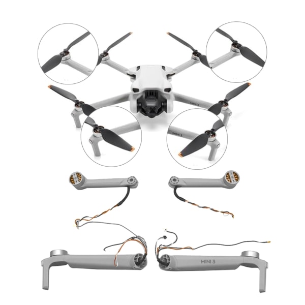 Reservedele til Mini 3-droner, venstre, højre, forreste og bageste motorarme, udskiftning, reparation, reservedele, motordroner, reparationsdele, tilbehør null - Right front