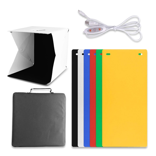 Vikbar ljuslåda 40 cm Bärbar Fotografi Fotostudio Tält LED Softbox Bakgrundssats USB -ljuslåda för DSLR-kamera