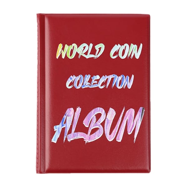 Coin Collector Album 120 Pocket Coin Storage Album Møntsamlingsbog Dark red - 4