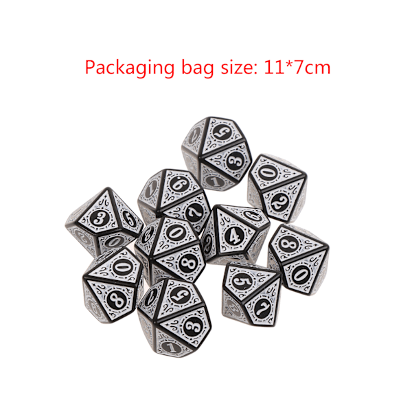 10 stk 10-sidet terning D10 polyhedral terning for spill RPG MTG terningsett Blue