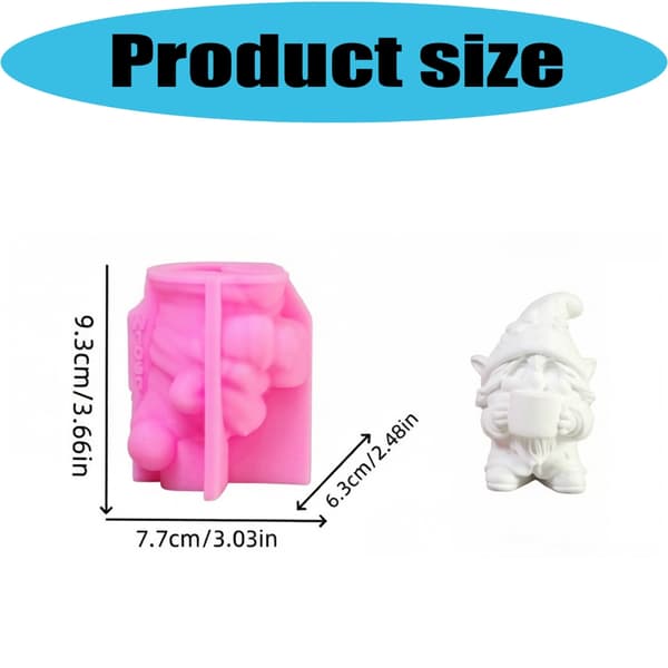 3D dværgfigur silikoneform til fremstilling af stearinlys, sæbe og gipsskulptur