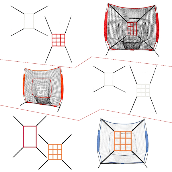 Hitting Batting Catching Pitching, Baseball Treningsnett Softball Treningsnett White 9 grid target net