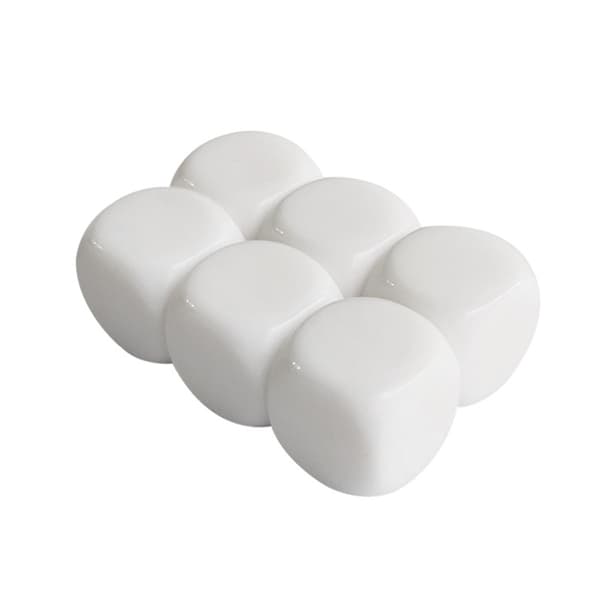 10 stk. Runde Blanke Seks-Sidede Terninger Blank Hvide Terninger Kube Spil Undervisningskube