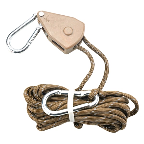 Tent Rope Lock Pulley Adjuster Rope Fixed Buckle Ratchet Pulley Wind Stopper Khaki 4m