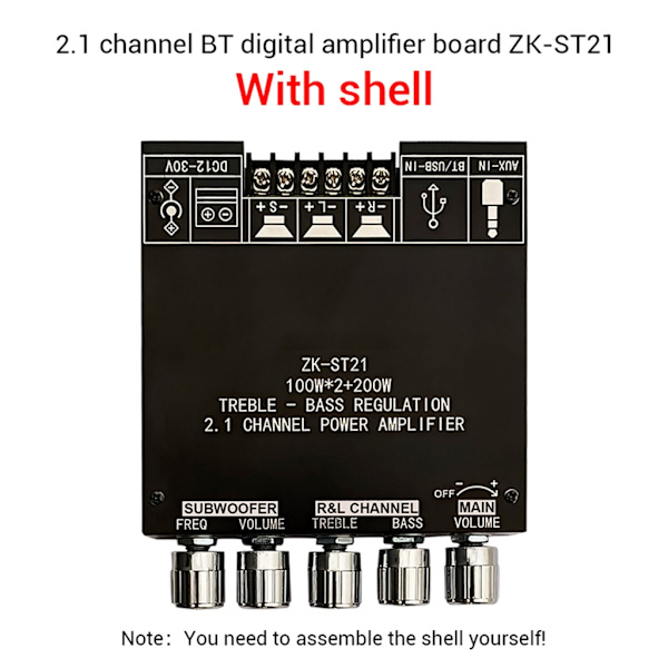 1 STK TPA3221 digitalt forstærkerkort 100W+100W+200W Subwoofer 2.1-kanals Bluetooth-kompatibelt forstærkerkort null - C