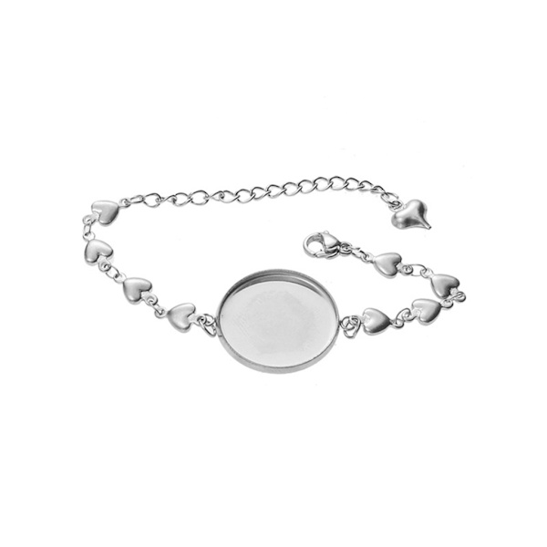 Armbandsramsinställningar för smyckenstillverkning 20 mm stålfärgad smyckesramsbas