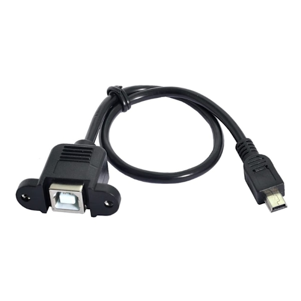 Mini USB til USB B med panelmontert skrue Mini USB hann til USB B hunn forlenger