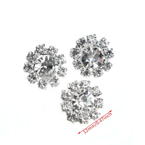 5 stk. 12 mm runde strass-skaftknapper for syhåndverk, pynt DIY