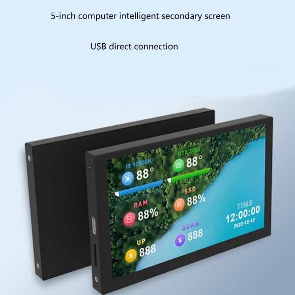 5 tum LCD-skärm temperaturmonitor för PC CPU Monitor GPU Fläktdator Black