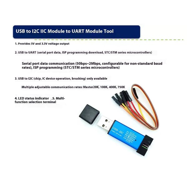 3.3V 5V Kompatibel USB til I2C Programmer Emulator For Flere Plattformer