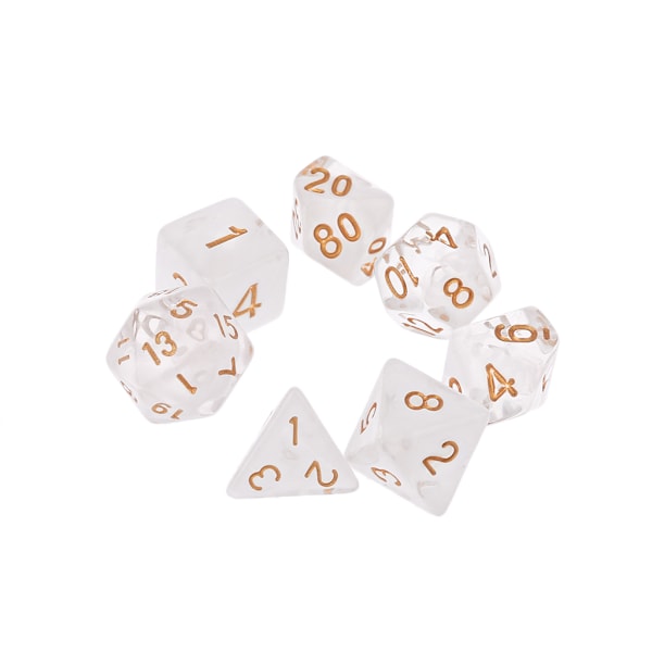 7 st/set Akryltärningar Bordsspel Tärningar D4 D6 D10 D12 Polyhedral Tärningar Blue