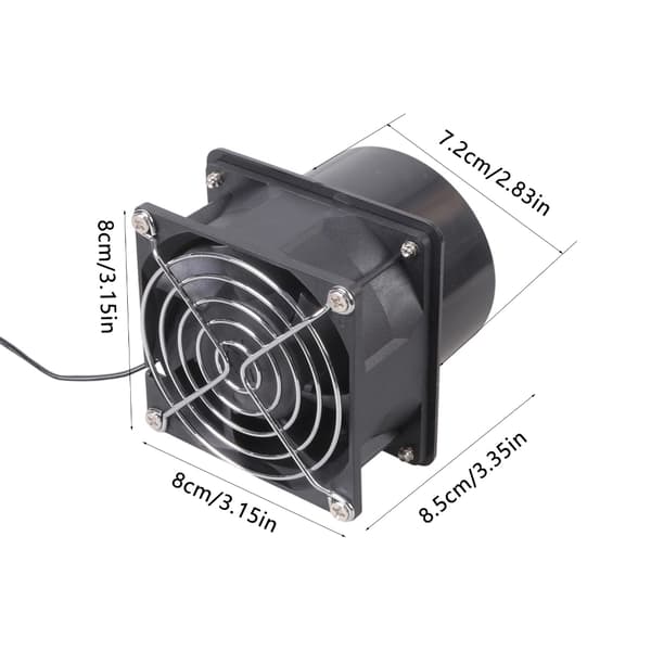 8 cm luftblæser 12V 0,9A ventilationsblæser Stærk motor ventilationsventilator