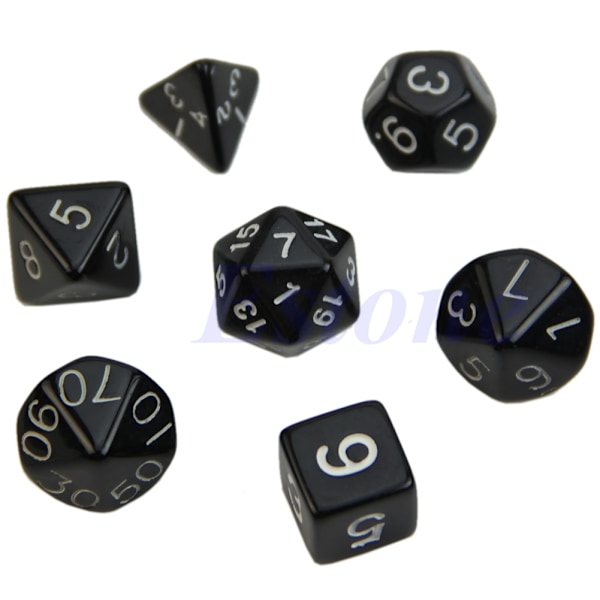 7 kpl musta noppa D4 D6 D8 D10 D12 D20 RPG Poly Dice -peli Blue