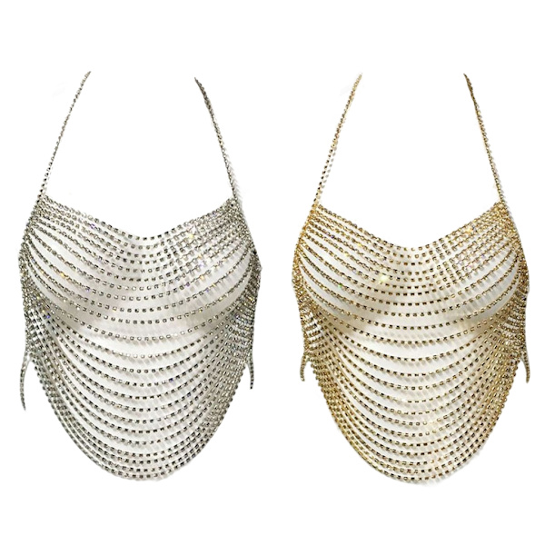 Bikinit kesän rannalle - naisten rintaliivit - strassi - halterneck - selkäaukko - rintaketju Silver