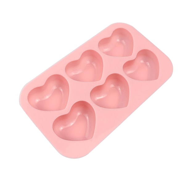 6 håligheter Silikonformar Molds Bakning Fondantformar Hjärtformade Pink