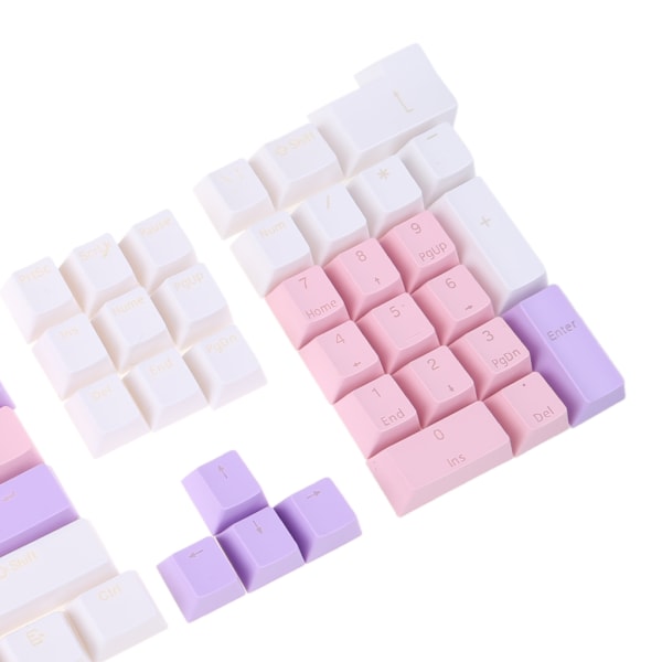 104 PBT Keycap Trefärgsmatchning för mekaniskt tangentbord Rosa Lila Vit Purple white powder