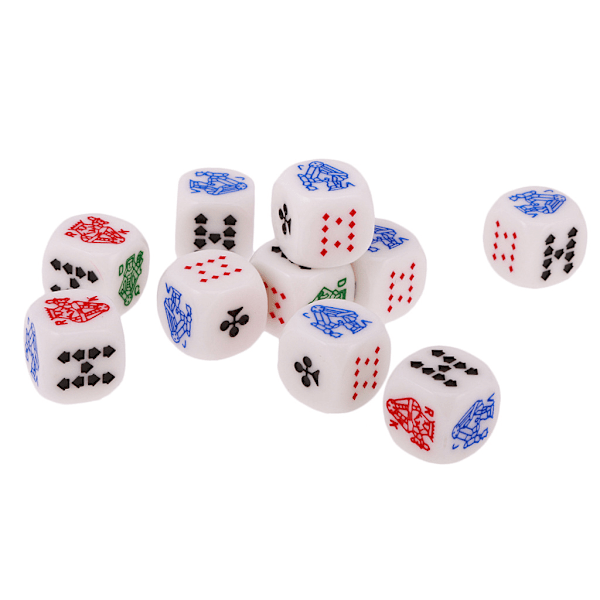 Queen Jack 16mm akryylipokeripelit noppapelit D6 noppapelit White