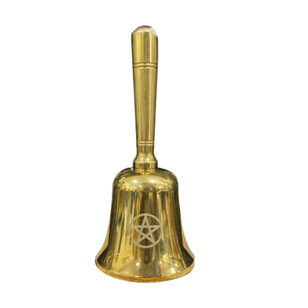 Triple Moon Altar Bell Mini Altar Bell med Pentacle Design Witchcraft Supplies Wicca Hand Bel för Tarot Heminredning