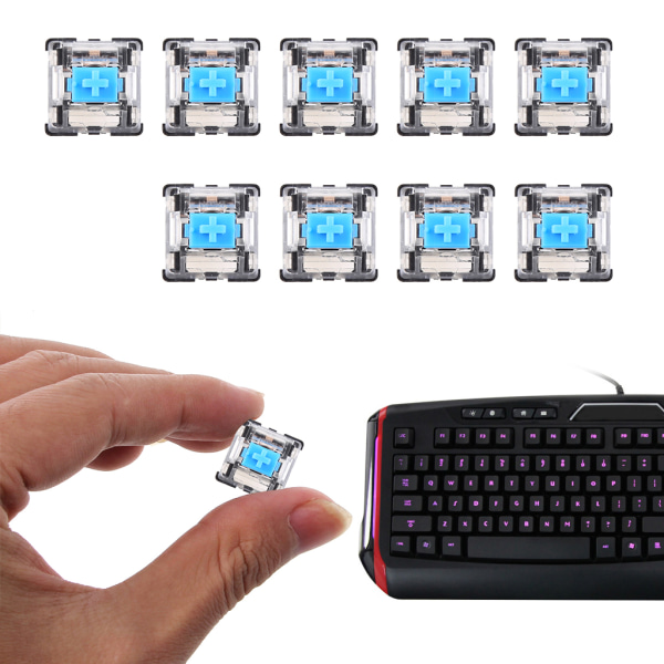 10st 3Pins tangentbordsomkopplare Blå switchar Ersättning för Cherry MX Mechanical