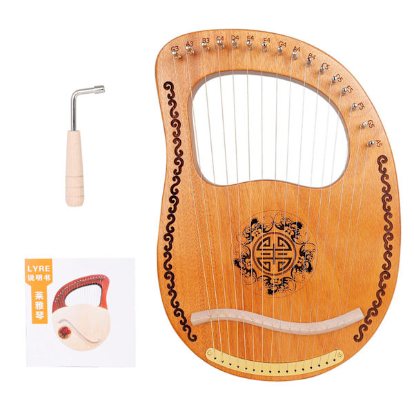 16 strenger lyreharpe i mahogny - musikkinstrumenter lyreharpe med stemmenøkkel
