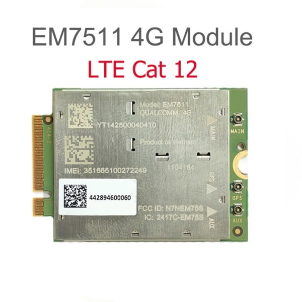 4G LTE nätverkskort M.2 EM7511 nätverksmodul som stöds LTE FDD LTE TDD 4G-modul med 2,4G 5,8G dubbelbandsantenn