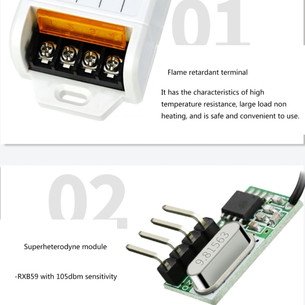 220V 30A reläer Växthusvattenpump Elektriska strömbrytare för belysningsarmatur 315mhz - DC