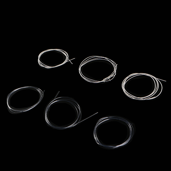 1 Set 6st Hållbara 99cm Silver Nylonsträngar För Akustisk Klassisk Gitarr