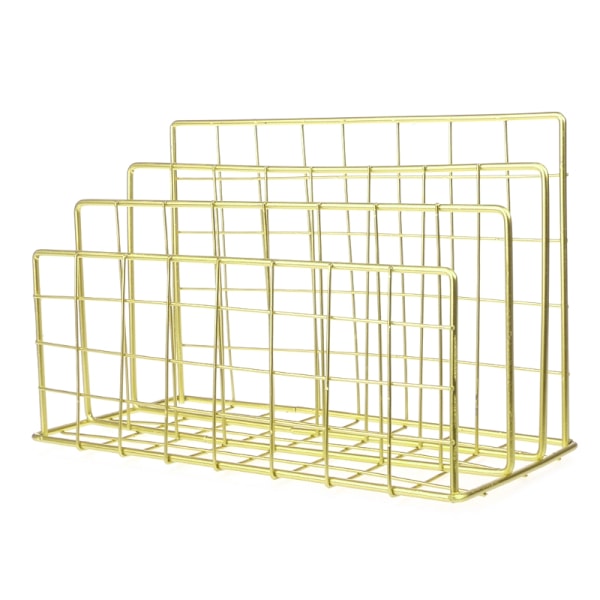 Grid Smedejern Desktop Storage Rack Boghylde Magasin File Organizer Holder