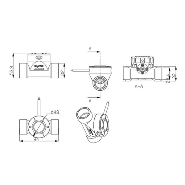 DN20 Vattenflödes Hall-sensor Flödesmätare 10-150L/min för industriell kontroll