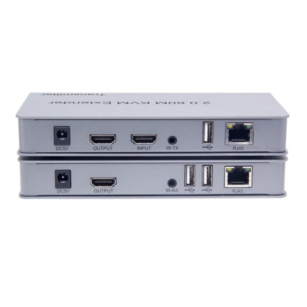 HDMI-kompatibel KVM USB Extender 1080P- 60Hz KVM USB Extender Over Cat5/6 Ethernet-kabelsignalförlängning till 196FT/60M null - UK