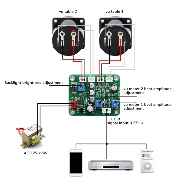 Högpresterande VU Meter 2x Panel VU Meter Warm Back Light Recording & Audio Level Amp with Driver Board for Industrial