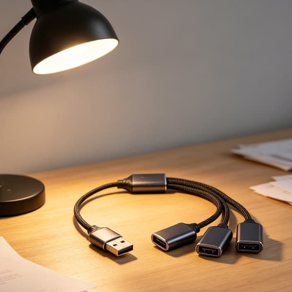 3-i-1 USB-splitkabel 25 cm ledning til computer, bærbar computer, USB-flashdrev, mus