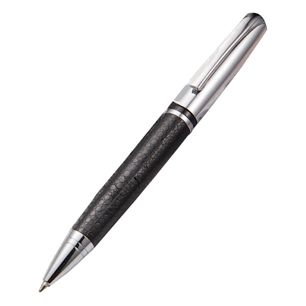 Roterende Business Pen 0,5 mm sort blæk Læder Metal Kuglepenne Student Gave Kontorpapir