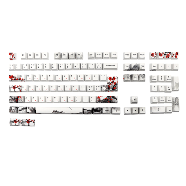 Keycaps Plum Blossom Keycaps 111-Key OEM PBT femsidig sublimering finska franska tyska för mekaniskt tangentbord French