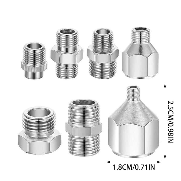 Universell sprutpistoladapterset 7 delar hög precision kopparnickel